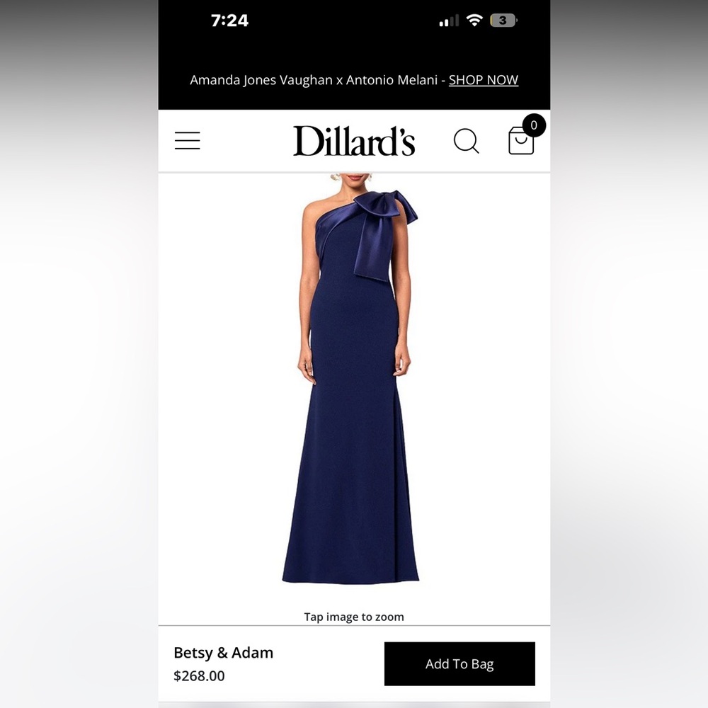 Betsy Adam One Shoulder Navy Formal Dress